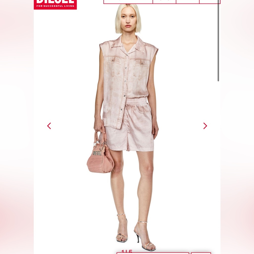 DIESEL - Shorts and Jersey Top set with trompe l'oeil print - Pink